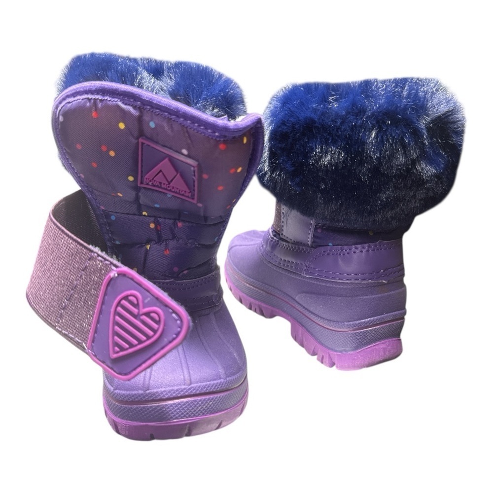 Kids Purple and Blue Winter Boots with Heart Detail | Size 7 - Picture 6 of 9